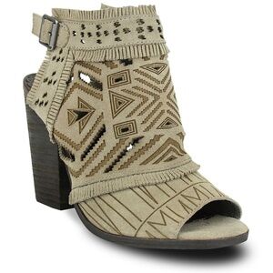 Naughty Monkey Aztec Print Leather Heeled Bootie Size 6 1/2